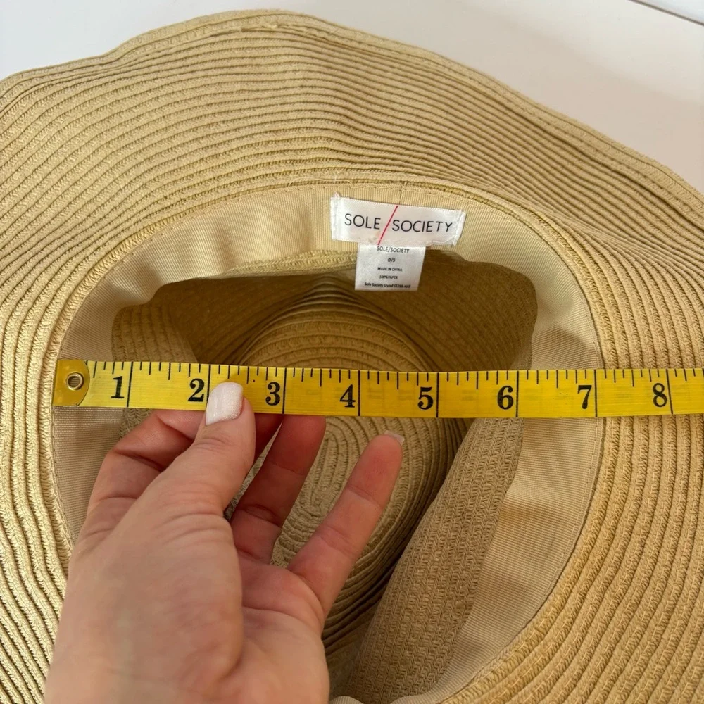 Sole Society Wide Brim Braid Paper Straw Panama Floppy Summer Hat Coastal Resort
